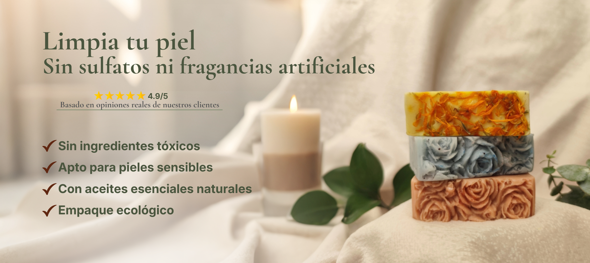 Limpia tu piel sin sulfatos ni fragancias sintéticas. Jabones naturales