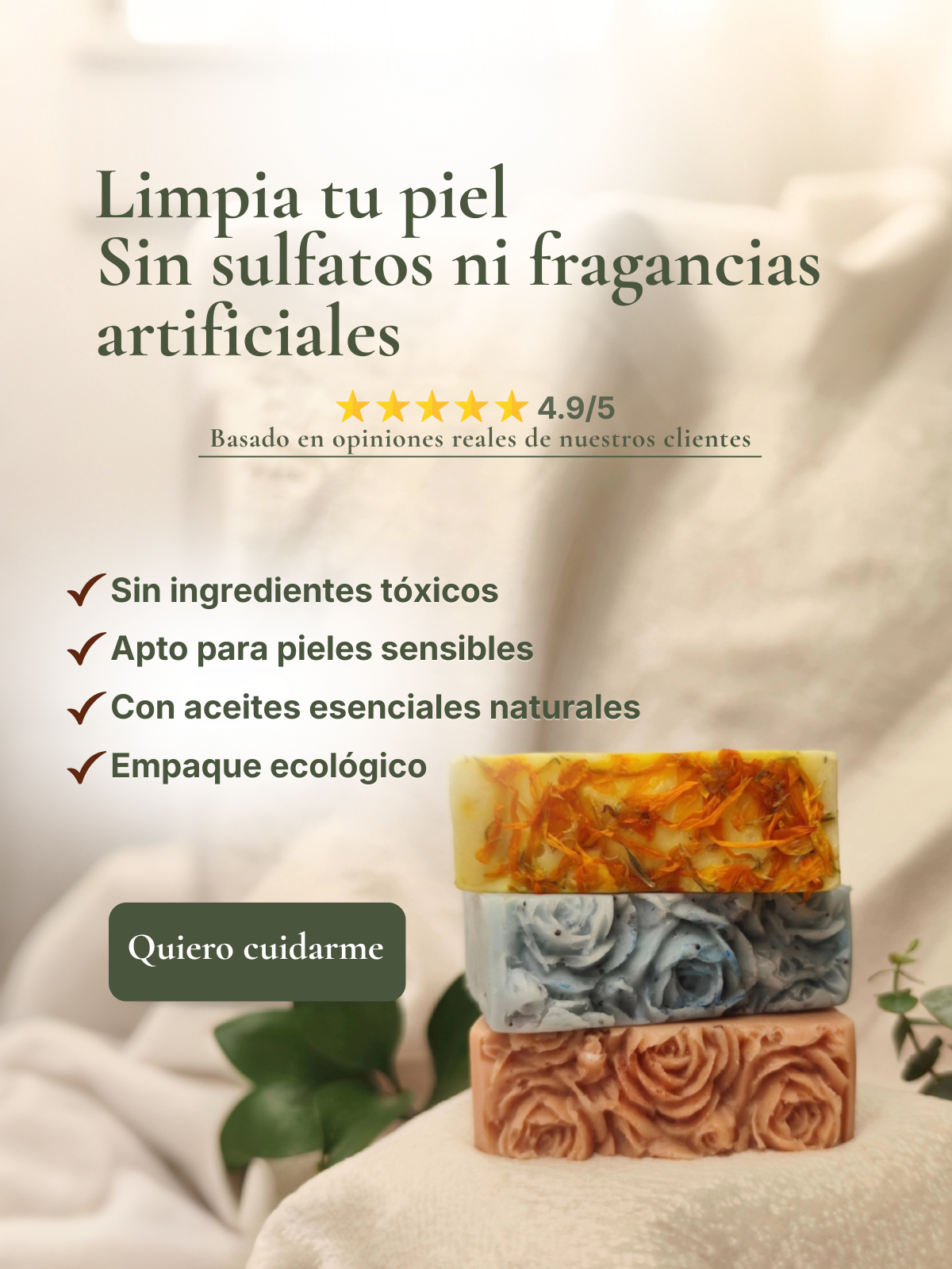 Limpia tu piel sin sulfatos ni fragancias sintéticas. Jabones naturales